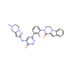 Cc1c(-c2cc(Nc3cc4n(n3)CCN(C)C4)c(=O)[nH]n2)cccc1N1CCn2c(cc3ccccc32)C1=O ZINC000116053809