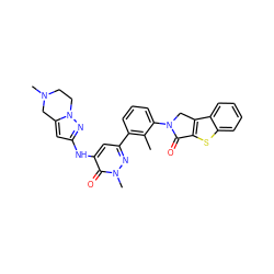 Cc1c(-c2cc(Nc3cc4n(n3)CCN(C)C4)c(=O)n(C)n2)cccc1N1Cc2c(sc3ccccc23)C1=O ZINC000116053485