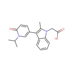 Cc1c(-c2ccc(=O)n(C(C)C)c2)c2ccccc2n1CC(=O)O ZINC000117014902