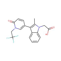 Cc1c(-c2ccc(=O)n(CC(F)(F)F)c2)c2ccccc2n1CC(=O)O ZINC000117015928