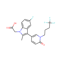 Cc1c(-c2ccc(=O)n(CCCC(F)(F)F)c2)c2cc(F)ccc2n1CC(=O)O ZINC000117015282