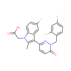 Cc1c(-c2ccc(=O)n(Cc3ccc(F)cc3F)n2)c2cc(F)ccc2n1CC(=O)O ZINC000095558484