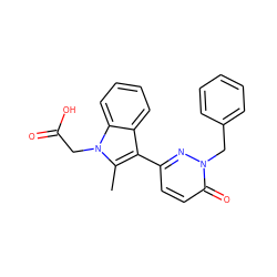 Cc1c(-c2ccc(=O)n(Cc3ccccc3)n2)c2ccccc2n1CC(=O)O ZINC000095563258