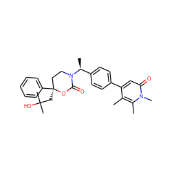 Cc1c(-c2ccc([C@H](C)N3CC[C@](CC(C)(C)O)(c4ccccc4)OC3=O)cc2)cc(=O)n(C)c1C ZINC000096178538