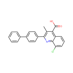 Cc1c(-c2ccc(-c3ccccc3)cc2)nc2c(Cl)cccc2c1C(=O)O ZINC000029325238