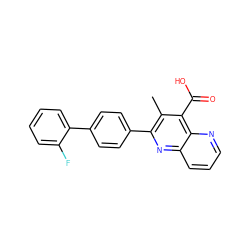 Cc1c(-c2ccc(-c3ccccc3F)cc2)nc2cccnc2c1C(=O)O ZINC000029328990