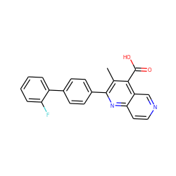 Cc1c(-c2ccc(-c3ccccc3F)cc2)nc2ccncc2c1C(=O)O ZINC000029328599