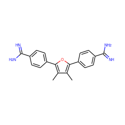 Cc1c(-c2ccc(C(=N)N)cc2)oc(-c2ccc(C(=N)N)cc2)c1C ZINC000001568074