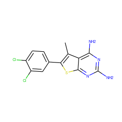 Cc1c(-c2ccc(Cl)c(Cl)c2)sc2nc(N)nc(N)c12 ZINC000005891684