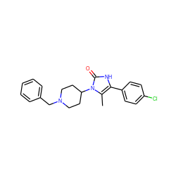 Cc1c(-c2ccc(Cl)cc2)[nH]c(=O)n1C1CCN(Cc2ccccc2)CC1 ZINC000000592271