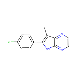 Cc1c(-c2ccc(Cl)cc2)[nH]c2nccnc12 ZINC000013492969