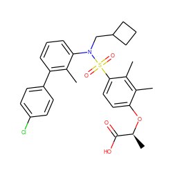 Cc1c(-c2ccc(Cl)cc2)cccc1N(CC1CCC1)S(=O)(=O)c1ccc(O[C@@H](C)C(=O)O)c(C)c1C ZINC000071318150