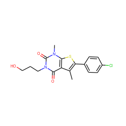 Cc1c(-c2ccc(Cl)cc2)sc2c1c(=O)n(CCCO)c(=O)n2C ZINC001772654814