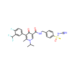 Cc1c(-c2ccc(F)c(C(F)F)c2)c(=O)c(C(=O)NCc2ccc([S@@](C)(=O)=NC#N)cc2)cn1C(C)C ZINC000149863416