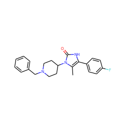 Cc1c(-c2ccc(F)cc2)[nH]c(=O)n1C1CCN(Cc2ccccc2)CC1 ZINC000013799209