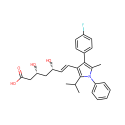 Cc1c(-c2ccc(F)cc2)c(/C=C/[C@@H](O)C[C@@H](O)CC(=O)O)c(C(C)C)n1-c1ccccc1 ZINC000027747697