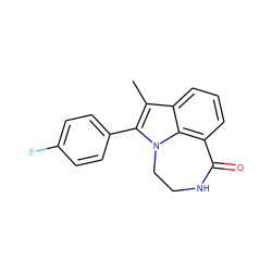 Cc1c(-c2ccc(F)cc2)n2c3c(cccc13)C(=O)NCC2 ZINC000003832211