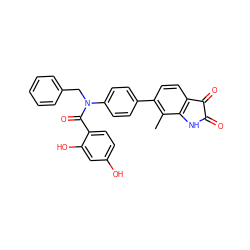 Cc1c(-c2ccc(N(Cc3ccccc3)C(=O)c3ccc(O)cc3O)cc2)ccc2c1NC(=O)C2=O ZINC000653667577