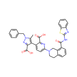 Cc1c(-c2ccc(N3CCc4cccc(C(=O)Nc5nc6ccccc6s5)c4C3)nc2C(=O)O)c(C(=O)O)nn1Cc1ccccc1 ZINC000205411999