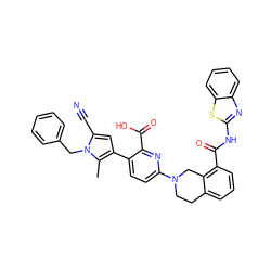 Cc1c(-c2ccc(N3CCc4cccc(C(=O)Nc5nc6ccccc6s5)c4C3)nc2C(=O)O)cc(C#N)n1Cc1ccccc1 ZINC000144517498