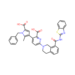 Cc1c(-c2ccc(N3CCc4cccc(C(=O)Nc5nc6ccccc6s5)c4C3)nc2C(=O)O)cc(C(=O)O)n1Cc1ccccc1 ZINC000223824968