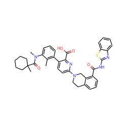 Cc1c(-c2ccc(N3CCc4cccc(C(=O)Nc5nc6ccccc6s5)c4C3)nc2C(=O)O)cccc1N(C)C(=O)C1(C)CCCCC1 ZINC000223834335