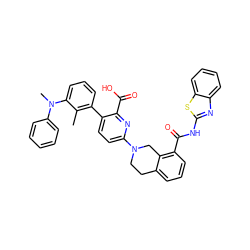 Cc1c(-c2ccc(N3CCc4cccc(C(=O)Nc5nc6ccccc6s5)c4C3)nc2C(=O)O)cccc1N(C)c1ccccc1 ZINC000144510908