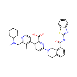 Cc1c(-c2ccc(N3CCc4cccc(C(=O)Nc5nc6ccccc6s5)c4C3)nc2C(=O)O)ccnc1CN(C)C1CCCCC1 ZINC001772636446