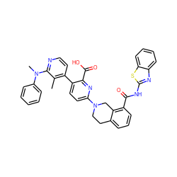 Cc1c(-c2ccc(N3CCc4cccc(C(=O)Nc5nc6ccccc6s5)c4C3)nc2C(=O)O)ccnc1N(C)c1ccccc1 ZINC000144510055