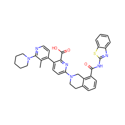 Cc1c(-c2ccc(N3CCc4cccc(C(=O)Nc5nc6ccccc6s5)c4C3)nc2C(=O)O)ccnc1N1CCCCC1 ZINC000144514776