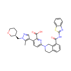 Cc1c(-c2ccc(N3CCc4cccc(C(=O)Nc5nc6ccccc6s5)c4C3)nc2C(=O)O)cnn1C[C@@H]1CCCOC1 ZINC000144537446