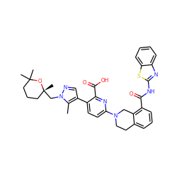 Cc1c(-c2ccc(N3CCc4cccc(C(=O)Nc5nc6ccccc6s5)c4C3)nc2C(=O)O)cnn1C[C@]1(C)CCCC(C)(C)O1 ZINC000223847715