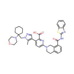 Cc1c(-c2ccc(N3CCc4cccc(C(=O)Nc5nc6ccccc6s5)c4C3)nc2C(=O)O)cnn1CC1(N2CCOCC2)CCCCC1 ZINC000223834424