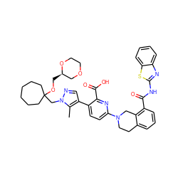 Cc1c(-c2ccc(N3CCc4cccc(C(=O)Nc5nc6ccccc6s5)c4C3)nc2C(=O)O)cnn1CC1(OC[C@@H]2COCCO2)CCCCCC1 ZINC000223830828