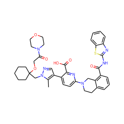 Cc1c(-c2ccc(N3CCc4cccc(C(=O)Nc5nc6ccccc6s5)c4C3)nc2C(=O)O)cnn1CC1(OCC(=O)N2CCOCC2)CCCCC1 ZINC000223840777