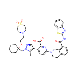 Cc1c(-c2ccc(N3CCc4cccc(C(=O)Nc5nc6ccccc6s5)c4C3)nc2C(=O)O)cnn1CC1(OCCN2CCS(=O)(=O)CC2)CCCCC1 ZINC000223828626