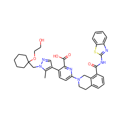 Cc1c(-c2ccc(N3CCc4cccc(C(=O)Nc5nc6ccccc6s5)c4C3)nc2C(=O)O)cnn1CC1(OCCO)CCCCC1 ZINC000223802222