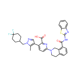 Cc1c(-c2ccc(N3CCc4cccc(C(=O)Nc5nc6ccccc6s5)c4C3)nc2C(=O)O)cnn1CC1CCC(F)(F)CC1 ZINC000205400917