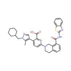 Cc1c(-c2ccc(N3CCc4cccc(C(=O)Nc5nc6ccccc6s5)c4C3)nc2C(=O)O)cnn1CC1CCCCC1 ZINC000144474562