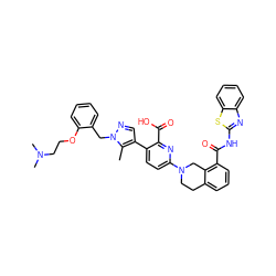 Cc1c(-c2ccc(N3CCc4cccc(C(=O)Nc5nc6ccccc6s5)c4C3)nc2C(=O)O)cnn1Cc1ccccc1OCCN(C)C ZINC000205417230