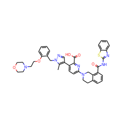 Cc1c(-c2ccc(N3CCc4cccc(C(=O)Nc5nc6ccccc6s5)c4C3)nc2C(=O)O)cnn1Cc1ccccc1OCCN1CCOCC1 ZINC000223844916