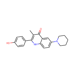 Cc1c(-c2ccc(O)cc2)[nH]c2ccc(N3CCCCC3)cc2c1=O ZINC000072113542