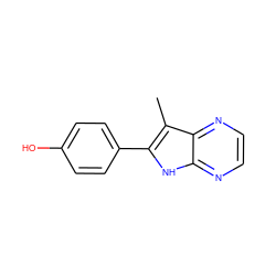 Cc1c(-c2ccc(O)cc2)[nH]c2nccnc12 ZINC000013492975