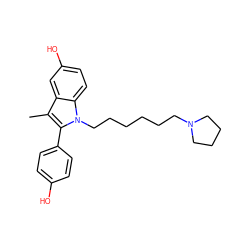 Cc1c(-c2ccc(O)cc2)n(CCCCCCN2CCCC2)c2ccc(O)cc12 ZINC000001914469