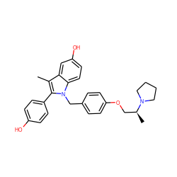 Cc1c(-c2ccc(O)cc2)n(Cc2ccc(OC[C@H](C)N3CCCC3)cc2)c2ccc(O)cc12 ZINC000028530428