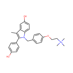 Cc1c(-c2ccc(O)cc2)n(Cc2ccc(OCC[N+](C)(C)C)cc2)c2ccc(O)cc12 ZINC000136296875