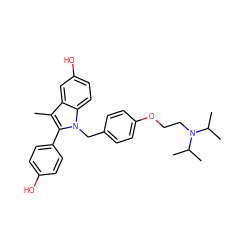 Cc1c(-c2ccc(O)cc2)n(Cc2ccc(OCCN(C(C)C)C(C)C)cc2)c2ccc(O)cc12 ZINC000033972625