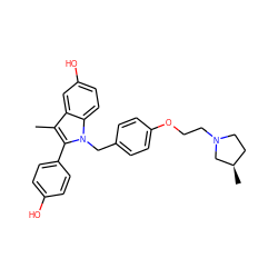 Cc1c(-c2ccc(O)cc2)n(Cc2ccc(OCCN3CC[C@@H](C)C3)cc2)c2ccc(O)cc12 ZINC000028530501