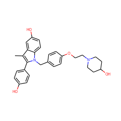 Cc1c(-c2ccc(O)cc2)n(Cc2ccc(OCCN3CCC(O)CC3)cc2)c2ccc(O)cc12 ZINC000033972620