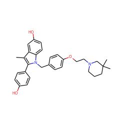 Cc1c(-c2ccc(O)cc2)n(Cc2ccc(OCCN3CCCC(C)(C)C3)cc2)c2ccc(O)cc12 ZINC000139468873